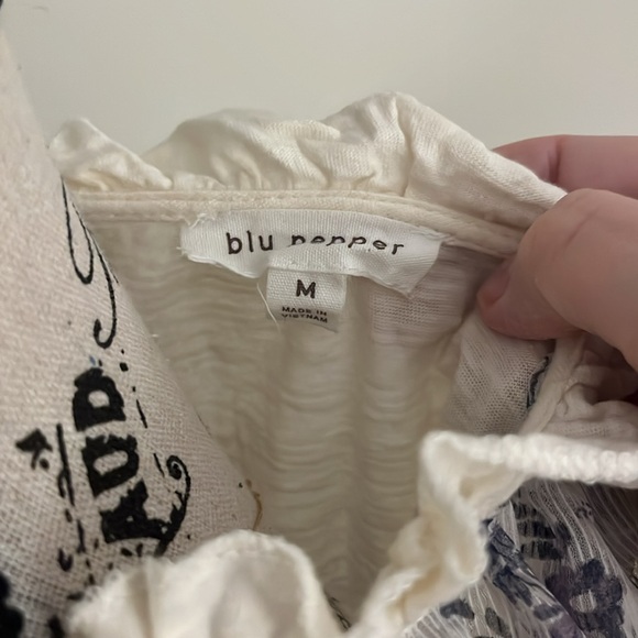 Blu Pepper Cream and Blue Floral Blouse - Picture 11 of 15